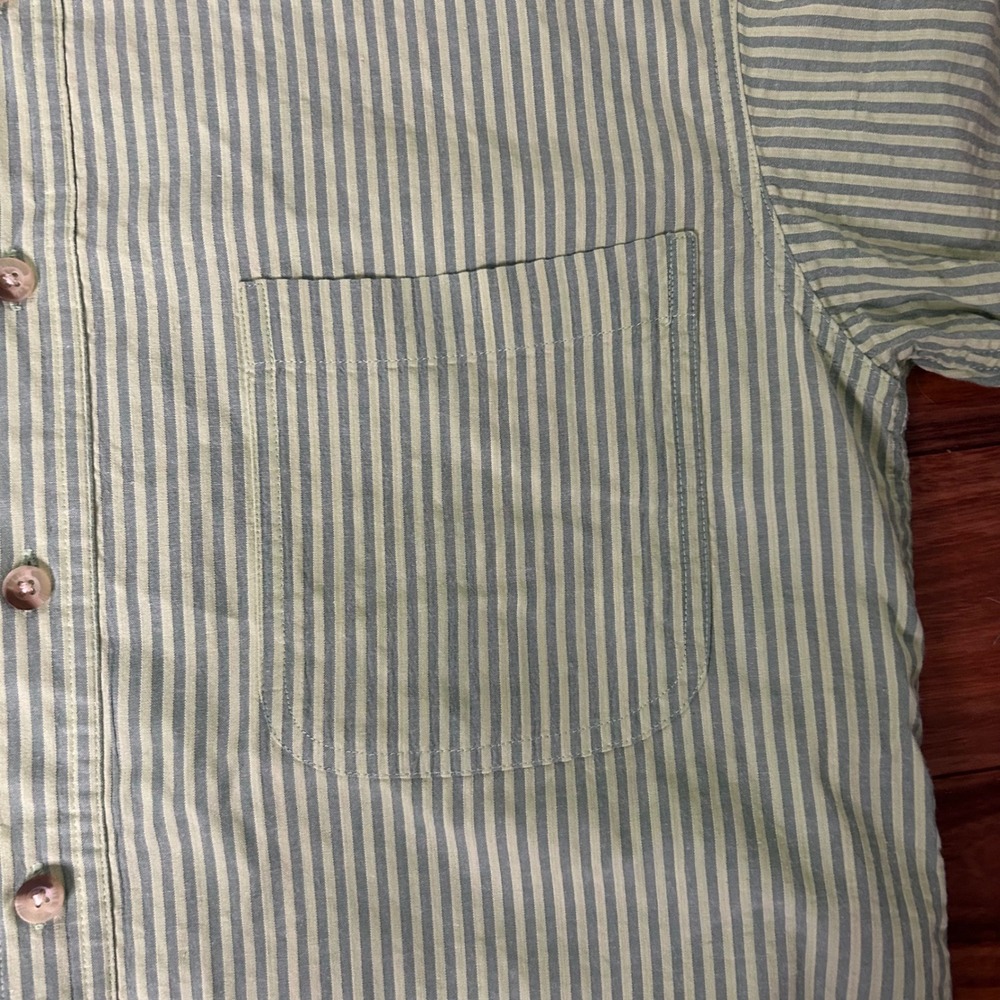 Basic Options Striped Button Up Short Sleeve Casu… - image 3